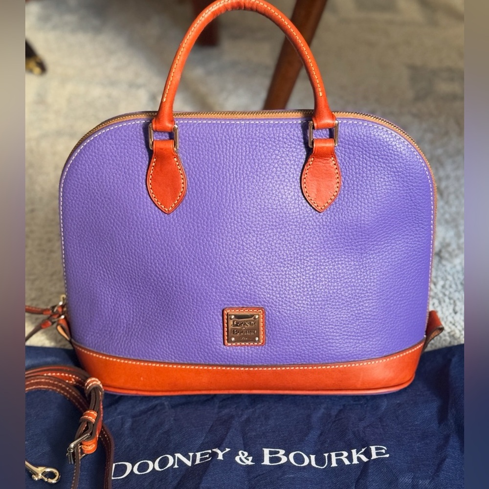 Dooney & Bourke Zip Zip Satchel Purple Pebble Leather Y2K Bag
